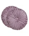 Saro Lifestyle Round Velvet Pintucked Poly Filled Decorative Pillow, Set Of 2 In Purple