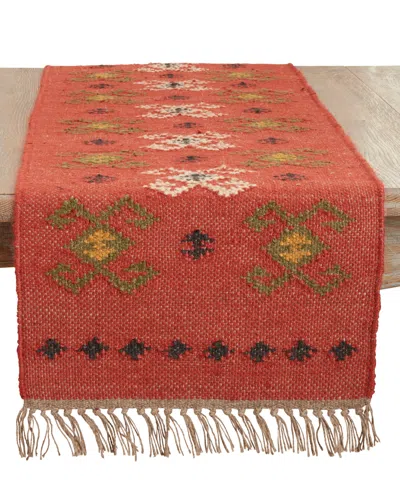 Saro Lifestyle Rustic Charm Kilim Table Runner, 16" X 72" In Multi