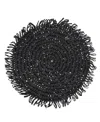 Saro Lifestyle Rustic Raffia Fringe Placemat Set Of 4, 14"x14" In Black