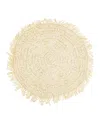 Saro Lifestyle Rustic Raffia Fringe Placemat Set Of 4, 14"x14" In Ivory