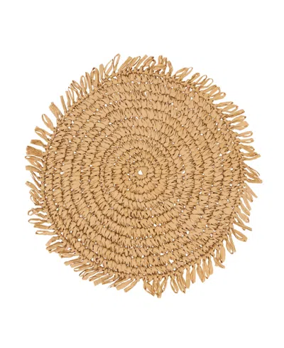 Saro Lifestyle Rustic Raffia Fringe Placemat Set Of 4, 14"x14" In Natural