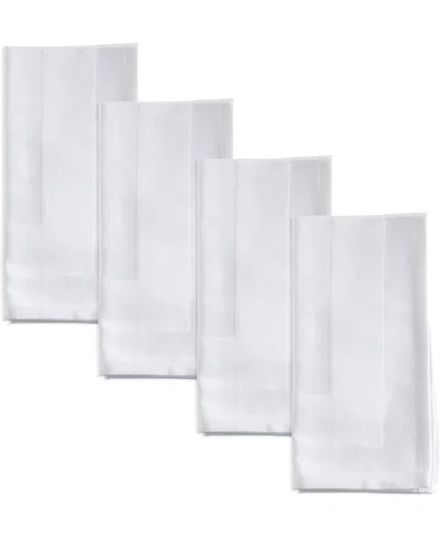 Saro Lifestyle Satin Trimmed Damask Cotton Napkins, 20" X 20" In White