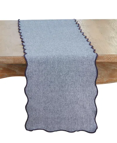 Saro Lifestyle Scallop Border Table Runner, 13" X 72" In Blue