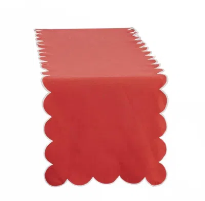 Saro Lifestyle Scallop Table Runner In Red