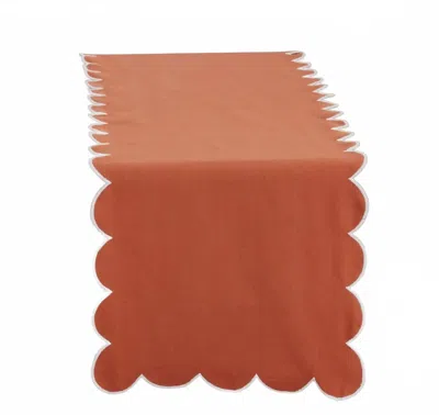 Saro Lifestyle Scallop Table Runner In Rust In Orange