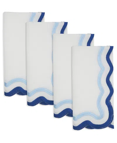 Saro Lifestyle Scalloped Border Napkin, Set Of 4 In Blue