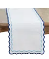 Saro Lifestyle Scalloped Border Table Runner, 16" X 72" In Blue