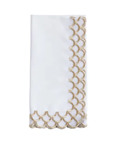 Saro Lifestyle Scalloped Edge Napkin Set Of 4, 20"x20" In White