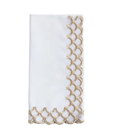 Saro Lifestyle Scalloped Edge Napkin Set Of 4, 20"x20" In Gold