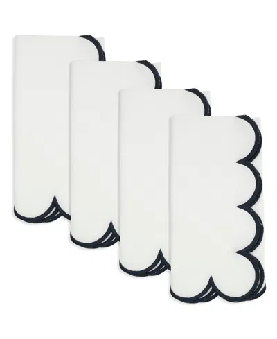 Saro Lifestyle Scalloped Hem Napkin, Set Of 4 In Blue