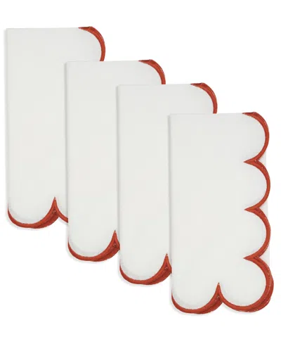 Saro Lifestyle Scalloped Hem Napkin, Set Of 4 In Brown