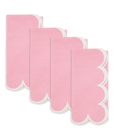 Saro Lifestyle Scalloped Hem Napkin, Set Of 4 In Pink