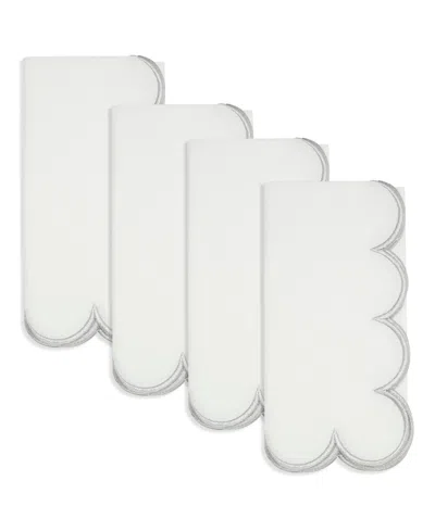 Saro Lifestyle Scalloped Hem Napkin, Set Of 4 In Silver