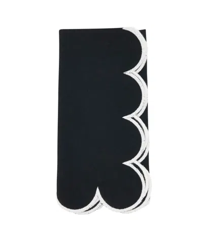 Saro Lifestyle Scalloped Hem Napkin Set Of 4,20"x20" In Black