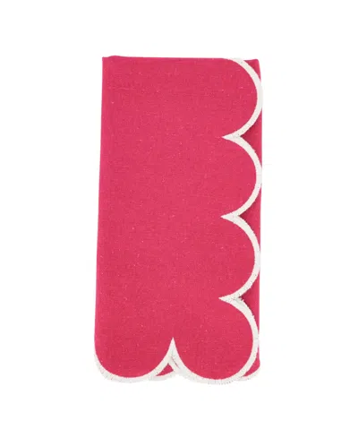 Saro Lifestyle Scalloped Hem Napkin Set Of 4,20"x20" In Fuchsia