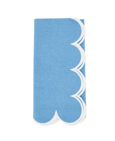 Saro Lifestyle Scalloped Hem Napkin Set Of 4,20"x20" In Periwinkle Blue