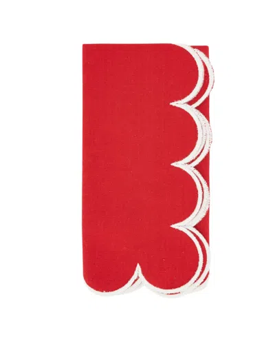 Saro Lifestyle Scalloped Hem Napkin Set Of 4,20"x20" In Red