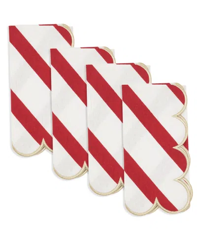 Saro Lifestyle Scalloped Napkin, Set Of 4 In Gold