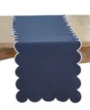 Saro Lifestyle Scalloped Table Runner, 16" X 72" In Blue