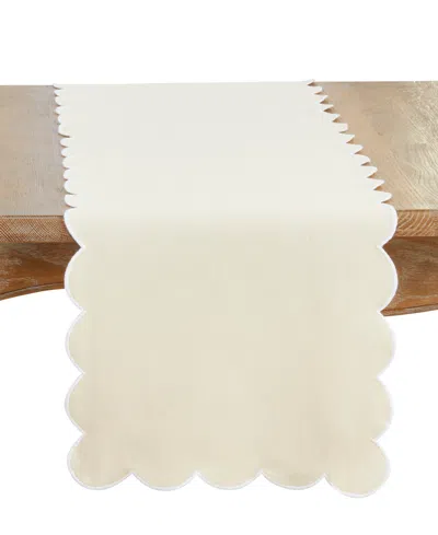 Saro Lifestyle Scalloped Table Runner, 16" X 72" In Brown