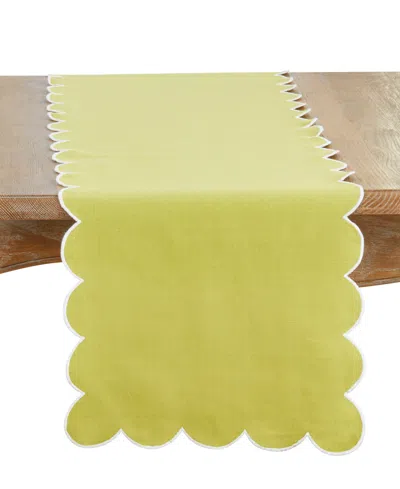 Saro Lifestyle Scalloped Table Runner, 16" X 72" In Green