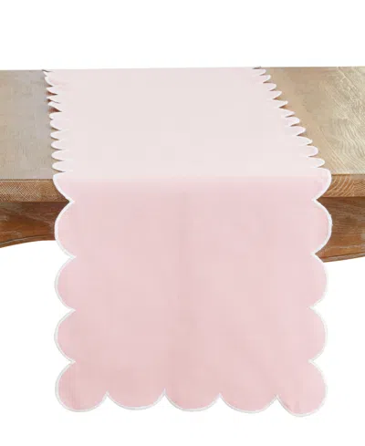 Saro Lifestyle Scalloped Table Runner, 16" X 72" In Pink