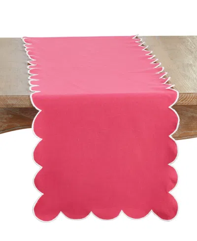 Saro Lifestyle Scalloped Table Runner, 16" X 72" In Pink
