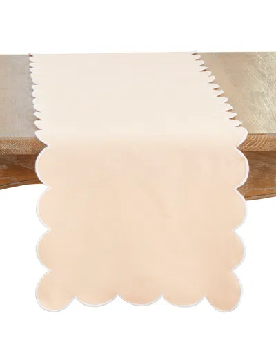 Saro Lifestyle Scalloped Table Runner, 16" X 72" In Pink