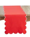 Saro Lifestyle Scalloped Table Runner, 16" X 72" In Red