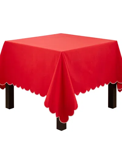 Saro Lifestyle Scalloped Tablecloth, 80" X 80" In Red