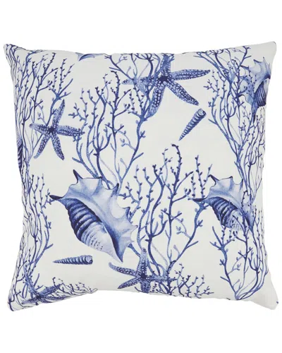 Saro Lifestyle Sea Shell & Coral Outdoor Pillow In Blue