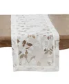Saro Lifestyle Sheer Elegance Burnout Voile Vine Design Table Runner, 16"x120" In White