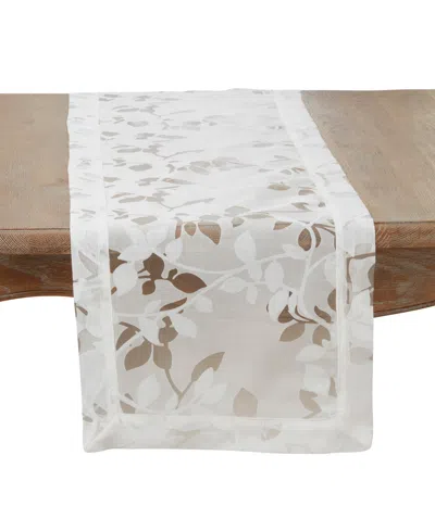 Saro Lifestyle Sheer Elegance Burnout Voile Vine Design Table Runner, 16"x120" In White