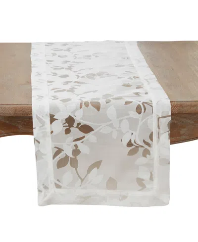 Saro Lifestyle Sheer Elegance Burnout Voile Vine Design Table Runner, 16"x54" In White