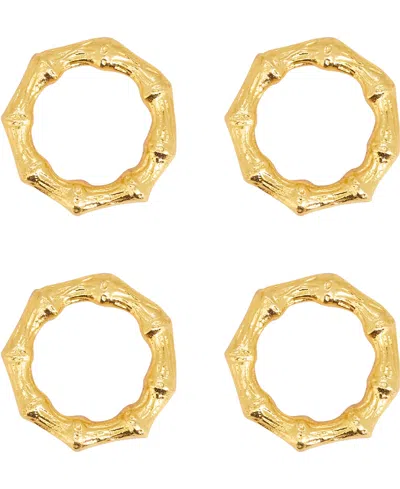 Saro Lifestyle Sleek Aluminum Napkin Rings, Set Of 4 In Gold
