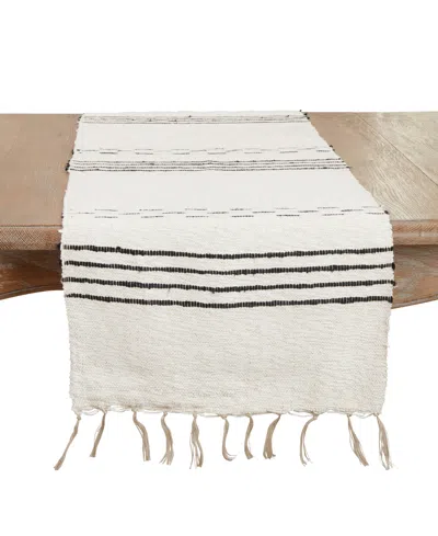 Saro Lifestyle Sleek Dash And Stripe Table Runner, 16"x72" In Natural