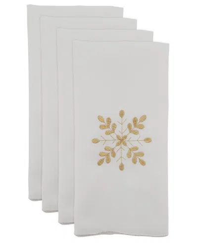 Saro Lifestyle Snowflake Design Table Napkins, Set Of 4 In White