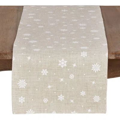 Saro Lifestyle Snowflake Runner 16"x108" In Natural In Neutral
