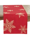 Saro Lifestyle Snowflakes Table Runner, 16" X 70" In Red