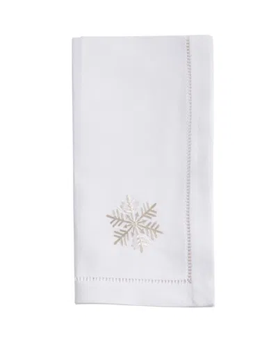 Saro Lifestyle Snowy Delight Embroidered Napkin Set Of 6, 20"x20" In White