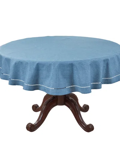 Saro Lifestyle Solid Textured Tablecloth, 60" Round In Blue