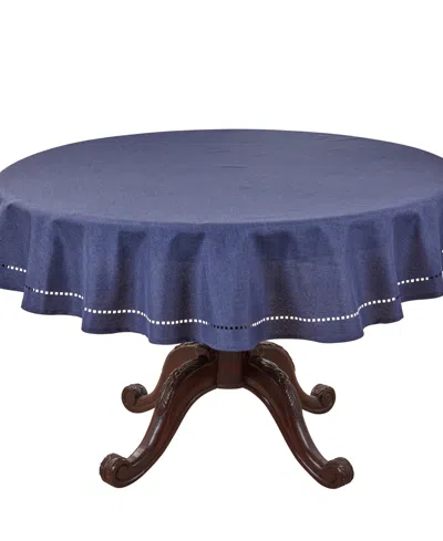 Saro Lifestyle Solid Textured Tablecloth, 60" Round In Blue