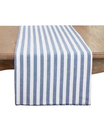 Saro Lifestyle Soothing Stripes Table Runner, 16"x72" In Blue