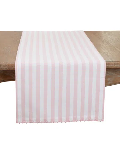 Saro Lifestyle Soothing Stripes Table Runner, 16"x72" In Pink