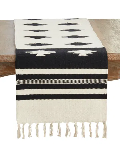 Saro Lifestyle Southwestern Table Runner, 16" X 72" In Black