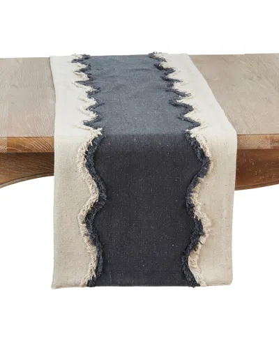 Saro Lifestyle Squiggle Fringed Table Runner, 16" X 72"