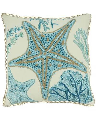 Saro Lifestyle Starfish Pillow In Blue