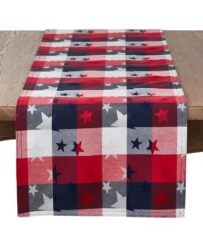 Saro Lifestyle Stars And Checkered Table Runner In Multi