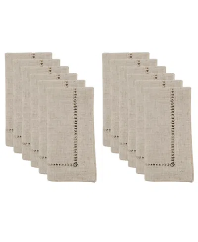 Saro Lifestyle Stitched Border Decorative Napkins, Set Of 12 In Brown