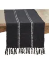 Saro Lifestyle Stitched Line Table Runner, 16" X 72" In Black